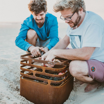 Preview: Höfats® CUBE Feuerkorb & Grill & Hocker Rost-Patina